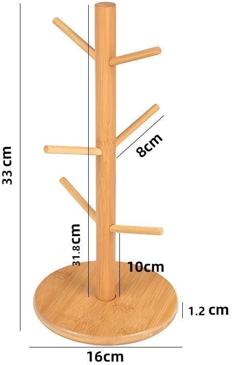 Coffee Cup Mug Holder Stand with Thick Base, 6 Hooks Mug Tree for Kitchen Countertop & Coffee Bar Organizer