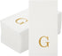 15.8 7.9 Inch 50 Luxenap X Linen-Feel Guest Towels, Lettered Hand Towels - Gold Letter 'G', Sans Serif Font, White