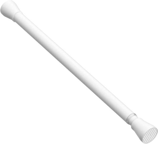 AIZESI White Adjustable Tension Curtain Rod 16 to 26 Inch, 7/8” Diameter for Window and Closet