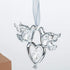 Matashi Chrome Plated Crystal Studded Silver Love Doves Birds Ornament with Heart, Romantic Gift for Christmas