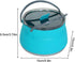 Camp Cookware Folding Saucepan, Hiking Silicone Water Kettle with Lid, Travel Camping Pot (Blue)