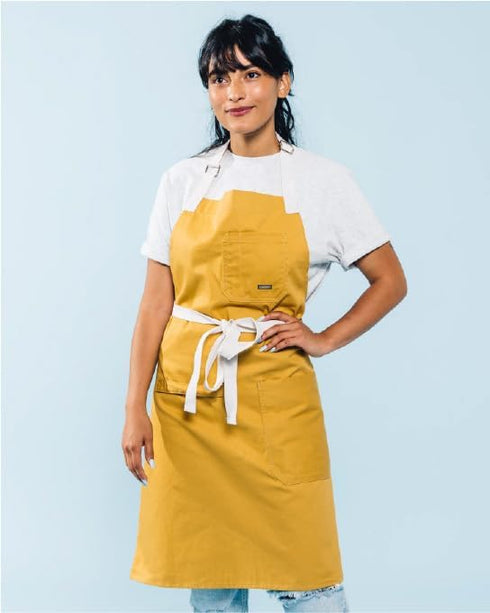 Caldo Daily Cotton Kitchen Apron for Cooking- Mens and Womens Professional Chef or Server Bib Apron - Adjustable Straps