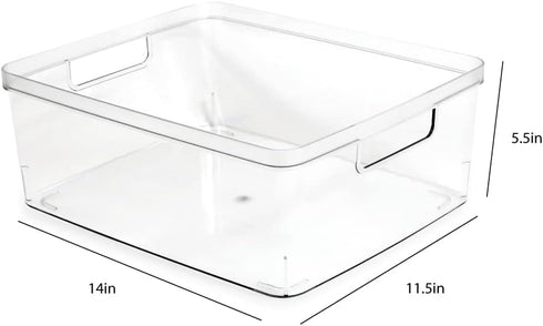 Isaac Jacobs 2-Pack Large Clear Storage Bins, Plastic Organizer for Home, Office, Kitchen, Bathroom, BPA Free