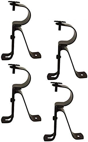 Curtain Rod Bracket for 1-Inch Diameter Rods, Set of 4 (2 Pairs), Black, Curtain Rod Holders
