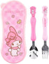 Cute Pink Melody Fork and Spoon Set - Flatware with Case, Tableware Set with Cute Figure, Medium Size
