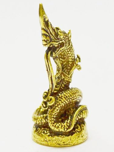WitnyStore Tiny 1¼" Brass Buddha Statue, Power Naga Mini Statue, Traditional Thai Belief Amulet