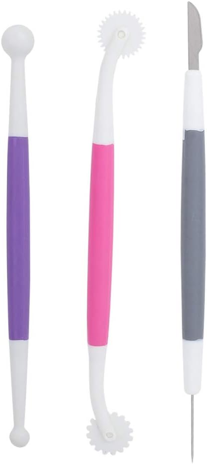 TOPINCN 3pcs Fondant Cake Decorating Tools Set, Icing Modelling Tool for Pastry Baking