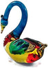 Tiny 2" High Multicolor Bending Neck Swan Waterfowl Bird Figurine, Miniature Hand Blown Painted Glass