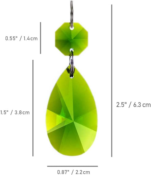 12pcs 38mm Teardrop Crystal Chandelier Prisms Parts with Glass Octagon Beads Chain for Chandeliers, Wedding Party