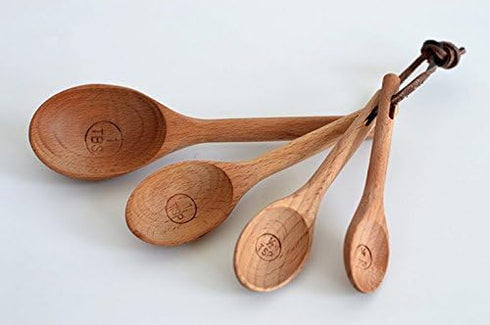 Wood Measuring Spoons Set, 4pcs/set, Healthy No Paint Cooking Tools