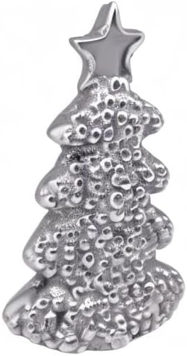 MARIPOSA DOTTY CHRISTMAS TREE NAPKIN WEIGHT | SILVER | HANDMADE IN MEXICO | RECYCLED SANDCAST ALUMINUM