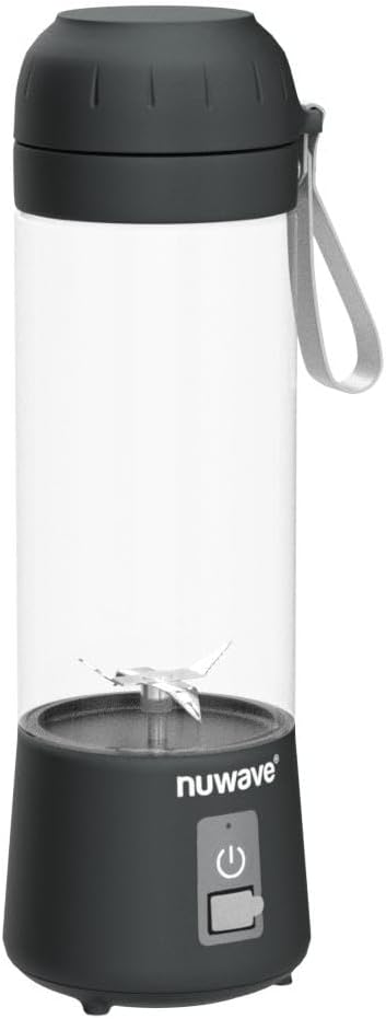 Nuwave Obsidian Gray Portable Blender, Personal USB-C Rechargeable Blender with 6-Piece Blade for Crushing Ice, 18 Oz