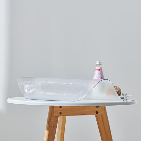 12 Inch 1.5mm Frosted Round Table Cover Protector, Thick Plastic Desk Protector Mat, Round Waterproof PVC Desk Cover