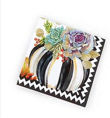 MACKENZIE-CHILDS Autumn Naturals Cocktail Paper Napkins, 20 Pack, Festive Autumn and Thanksgiving Design
