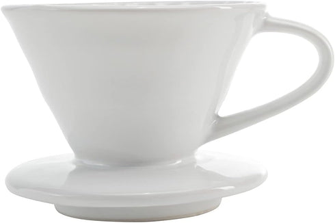Restaurantware Restpresso 10 Ounce Coffee Dripper, Reusable Coffee Cone with Drip Hole, White Ceramic Pour Over