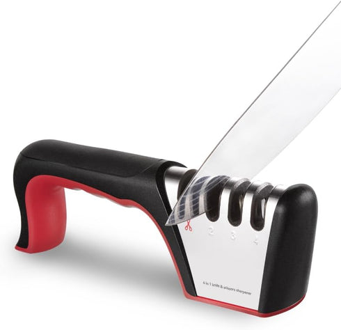 Brigii 4-in-1 Knife Sharpener, Kitchen Accessories for Ceramic Knives, Steel Knives, and Scissors