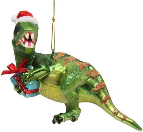 December Diamonds 79-80520 Blown Glass Dinosaur Ornament - 7 Inches