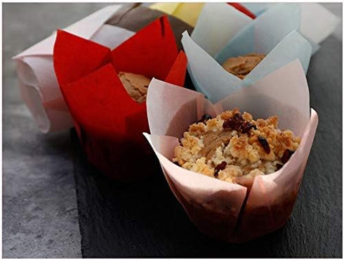 200 PCS Tulip Cupcake Liner Baking Cups, Colorful Paper Muffin Cups for Baby Showers, Weddings, Birthdays