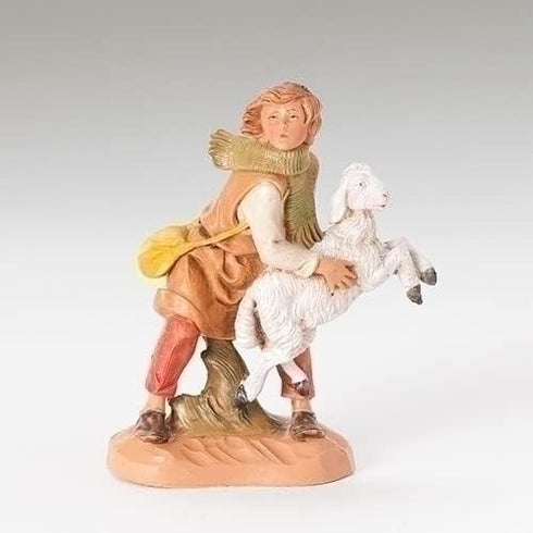 Fontanini Aaron The Shepherd Italian Nativity Village Figurine Holding a Sheep