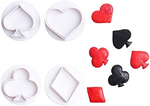 4Pcs/Set Poker Playing Bridge Plastic Cookie Cutter for Playing Card Fondant (Spade, Club, Diamond, Heart)