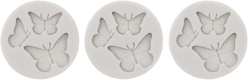 3PCS Gray Mini Butterfly Silicone Molds for Fondant Cake Baking, Chocolate Candy Cupcake Topper Decoration