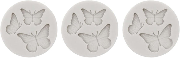 3PCS Gray Mini Butterfly Silicone Molds for Fondant Cake Baking, Chocolate Candy Cupcake Topper Decoration
