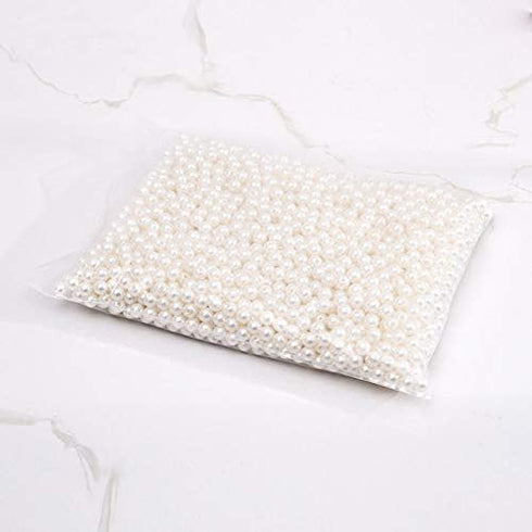 Sooyee Art Faux Pearls 1700-Pcs Loose Beads (8mm, Ivory) 1.1 Lbs for Vase Fillers, Table Scatter, Wedding