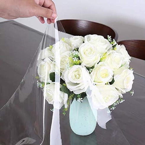 sancua Clear Plastic 100% Waterproof Tablecloth - 54 x 54 Inch Vinyl PVC Table Cover for Dining, Parties