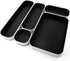 Three by Three Seattle 5 Piece Metal Organizer Tray Set - Black for Storing Makeup, Stationery, Utensils in Office