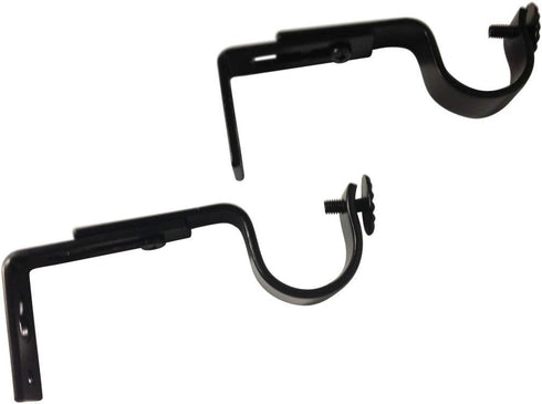 Adjustable Curtain Rod Brackets, Black, Set of 2