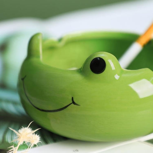 123Arts Ceramic Frog Ashtray - Animal Ashtray Flowerpot Home Decor