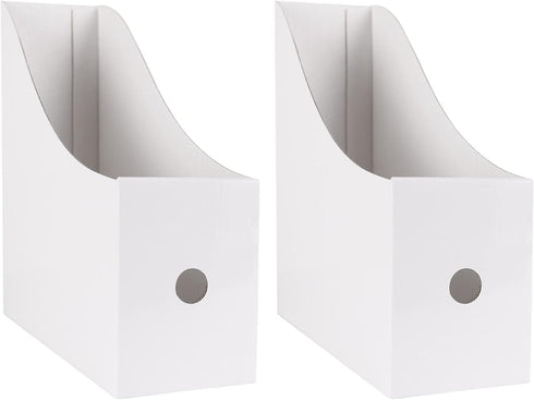 White Magazine Holder (2 Pack), Magazine File Storage Box for Home, Office, Desk, 10.6'' H x 10.2'' L x 3.5'' W