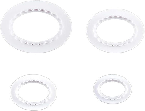 Teensery 4 Pcs Plastic Oval Cookie Cutter Set, Double Sided, 4 Sizes for Biscuit, Cake, Baking Molds