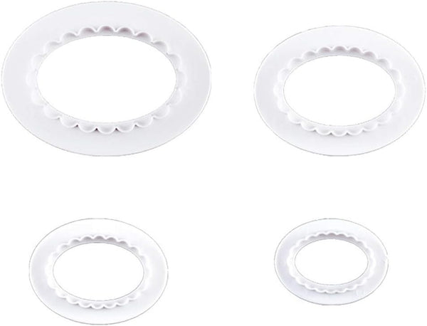 Teensery 4 Pcs Plastic Oval Cookie Cutter Set, Double Sided, 4 Sizes for Biscuit, Cake, Baking Molds