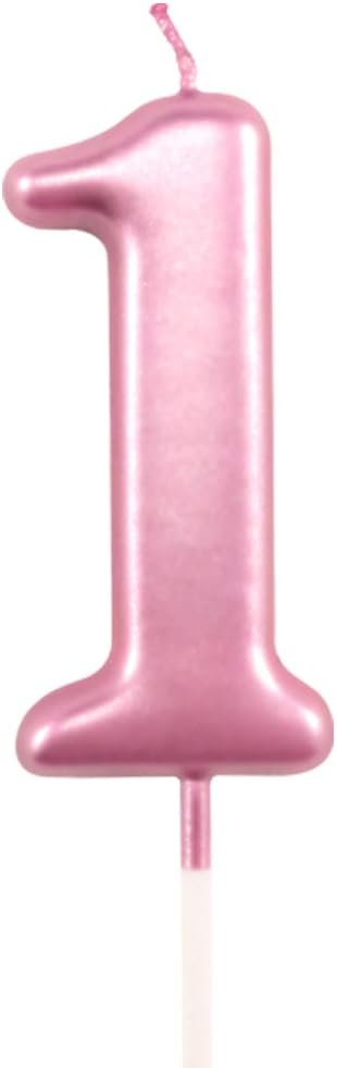 1st Birthday Candle, Happy Birthday Number One Candles for Cake Topper Decoration for Kids and Adults, Numeral 1
