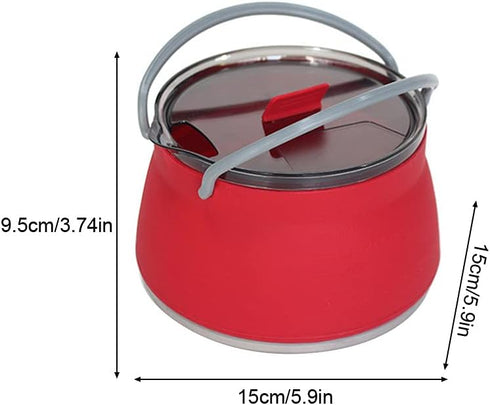Folding Saucepan, Camp Cookware Hiking Silicone Folding Saucepan Water Kettle With Lid Cookware Travel Camping Pot(Red) by HYUS