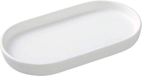 White Round Soap Dispenser Tray, 8'' Ceramic Vanity Tray for Bathroom, Jewelry Ring Dish, Kitchen Sink Organizer