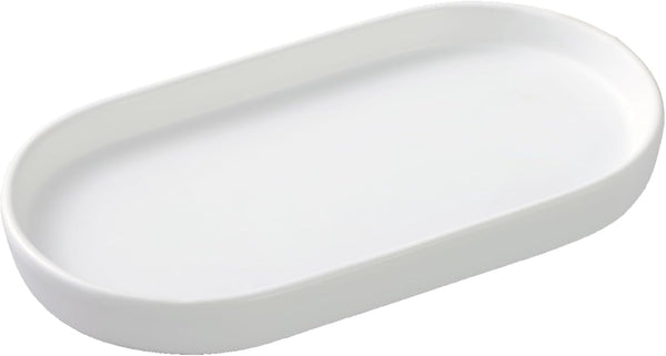 White Round Soap Dispenser Tray, 8'' Ceramic Vanity Tray for Bathroom, Jewelry Ring Dish, Kitchen Sink Organizer