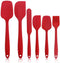 6 Pieces Silicone Spatula Set - Heat Resistant Kitchen Utensils, Food Grade Rubber for Nonstick Cookware (Red)