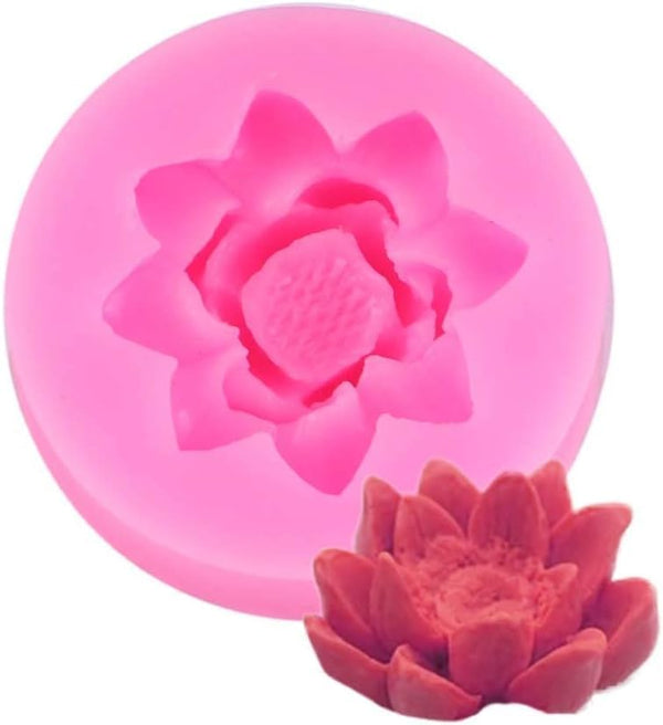 Pink Lotus Flower Silicone Molds, Fondant Candy Making Chocolate Molds for DIY Cupcake Decoration
