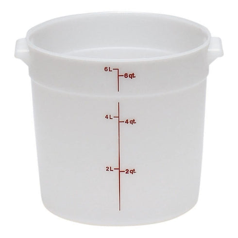 Camtainer Cambro RFS6148 White Poly Round Storage Container, 6 Qt, Red