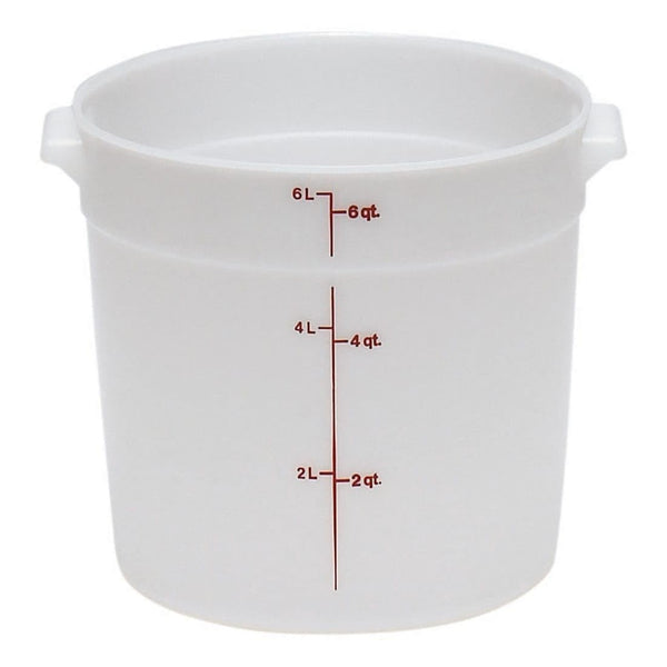 Camtainer Cambro RFS6148 White Poly Round Storage Container, 6 Qt, Red