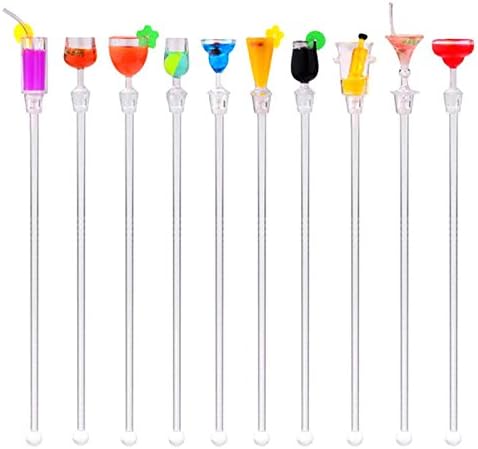 Cocktail Mixing Spoon, Acrylic Mixer Bar Puddler, 10 pcs