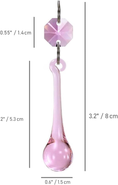 12pcs 53mm Raindrop Crystal Chandelier Prisms Parts, Hanging Crystals Beads for Chandeliers, Home Decoration (Pink)