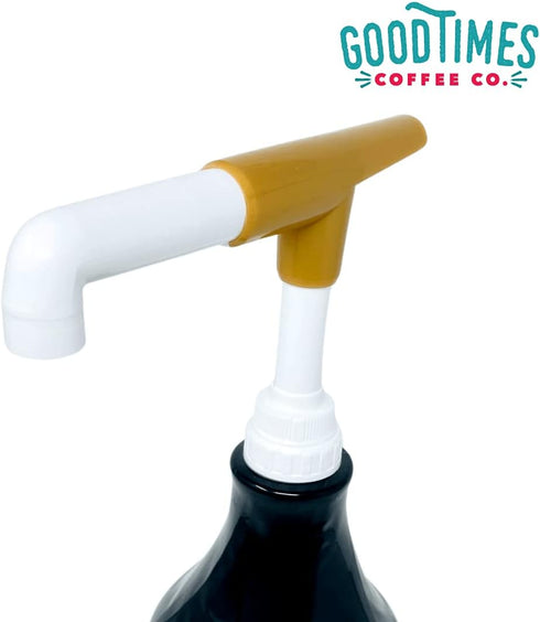 Good Times Coffee Co. Sauce Pump Dispenser (Pack of 2) - Fits 87.3 to 90.4 Ounce Bottles, Gold
