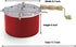 Cook N Home 6-Quart Aluminum Stovetop Popcorn Popper with Crank, Red Popcorn Pot