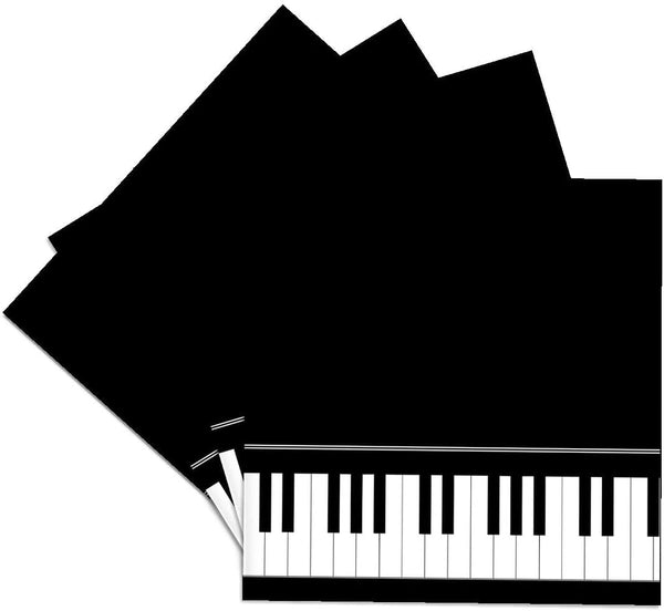 3dRose Black Piano Edge - Baby Grand Keyboard Music Design for Pianist Gifts - Ceramic Tile Coasters, Set of 4