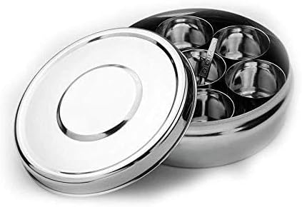 7 8 8 3 Inches Large Stainless Steel Masala Dabba Spice Container Box with Shelves x x