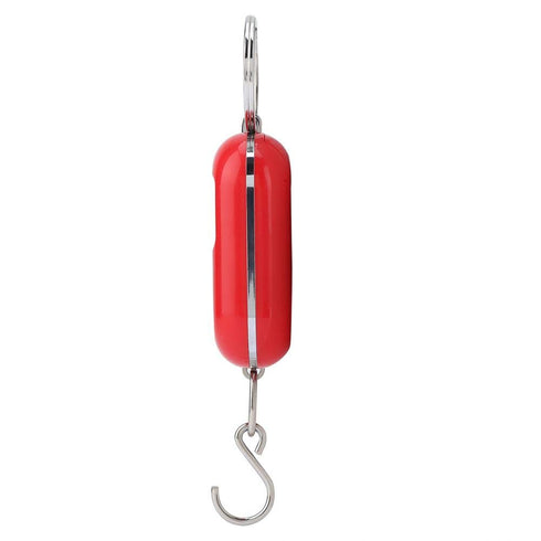 Mini Electronic Scale, Red Portable Fish Weighing Scale, 25Kg/5G Digital Pocket Key Chain Weight Hook for Kitchen