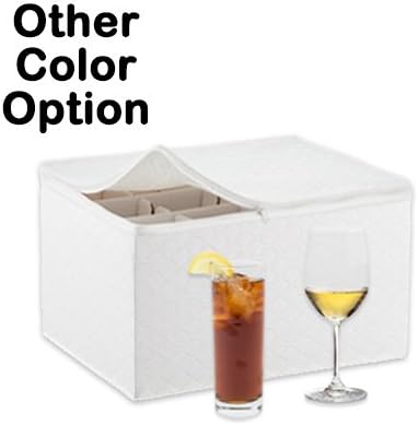 LAMINET Quilted Stemware Storage Case, Holds Up to 12 Stemware/Tall Glasses, RED